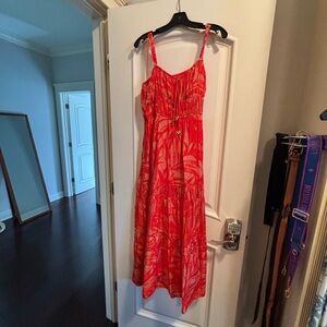 Taylor Vibrant Red Tropical Maxi Dress